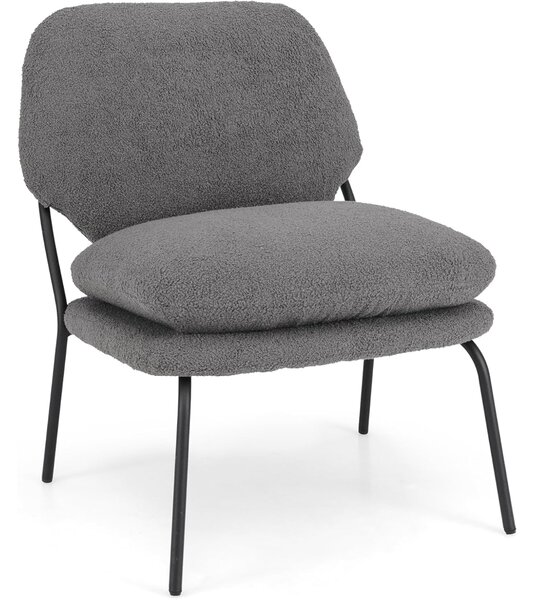 Costway Poltrona da salotto con rivestimento in tessuto di peluche, Sedia decorativa senza braccioli Grigio