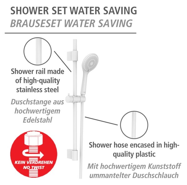 Set doccia bianco in acciaio inox 70 cm Watersaving - Wenko