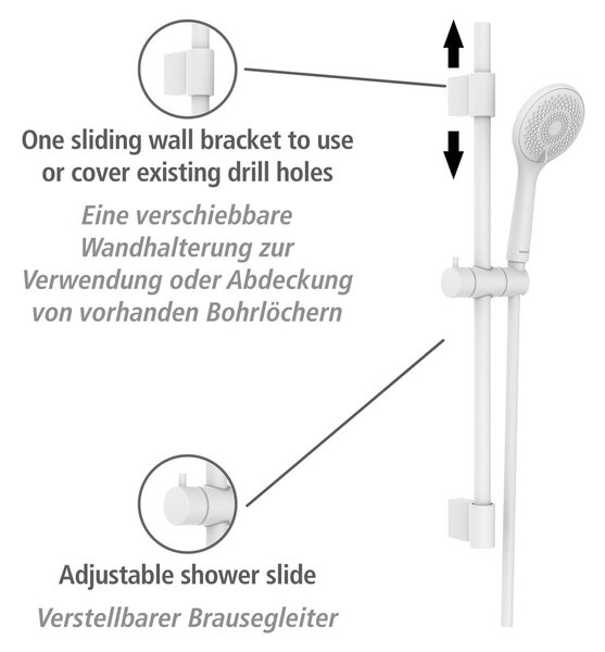Set doccia bianco in acciaio inox 70 cm Watersaving - Wenko