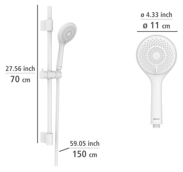 Set doccia bianco in acciaio inox 70 cm Watersaving - Wenko