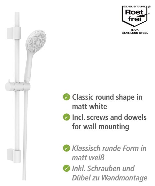 Set doccia bianco in acciaio inox 70 cm Watersaving - Wenko