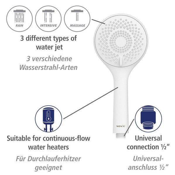 Set doccia bianco in acciaio inox 70 cm Watersaving - Wenko