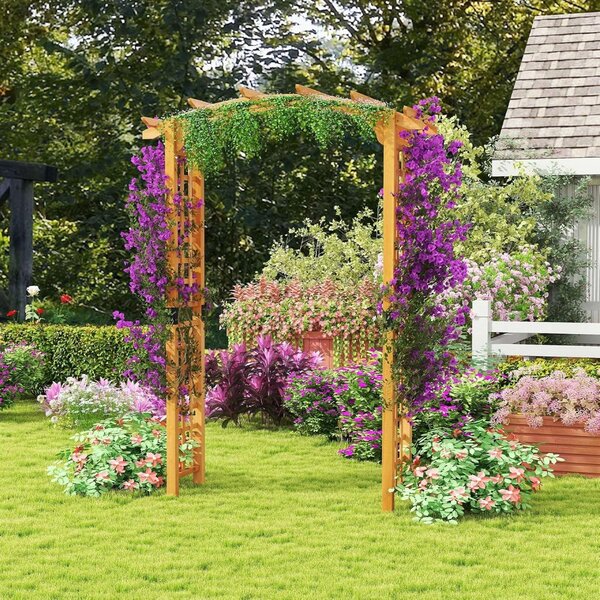 Costway Pergola da esterno per piante rampicanti, Arco da matrimonio per cerimonie e feste Arancione