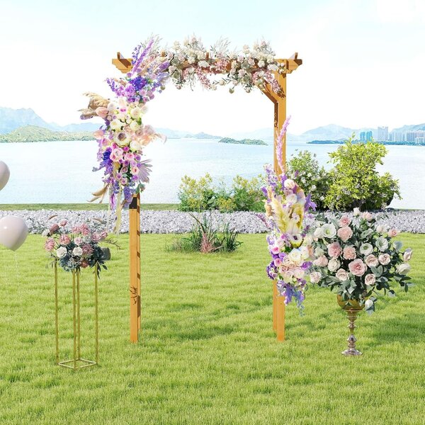 Costway Pergola da 215cm esterno per piante rampicanti, Arco da matrimonio per cerimonie e feste Arancione