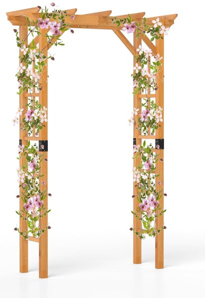 Costway Pergola da 215cm esterno per piante rampicanti, Arco da matrimonio per cerimonie e feste Arancione