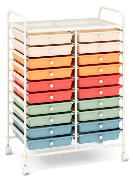 Costway Carrello cassettiera multiuso e leggero con 20 cassetti, Contenitore con ruote per ufficio e casa Colorato 1