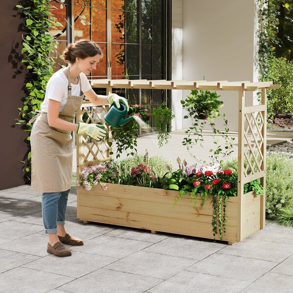 Costway Fioriera elevata in legno per esterno, Letto da giardino rialzato per letto rialzato per piante/verdura/frutta, Naturale