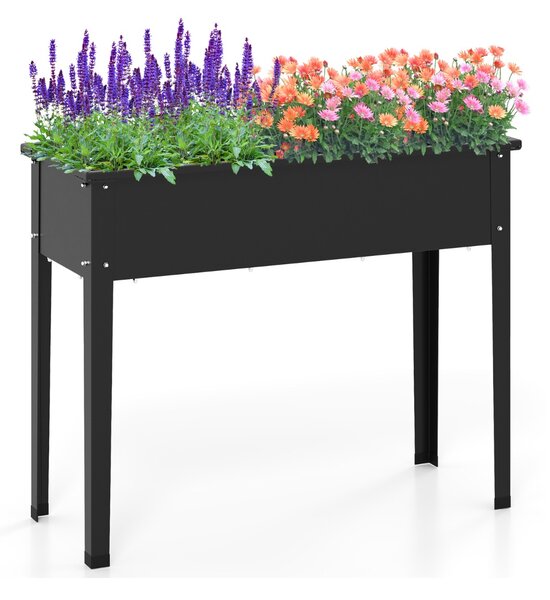 Costway Letto da giardino rialzato con gambe fori di drenaggio per verdure, Letto da giardino rialzato da giardino in piedi Nero