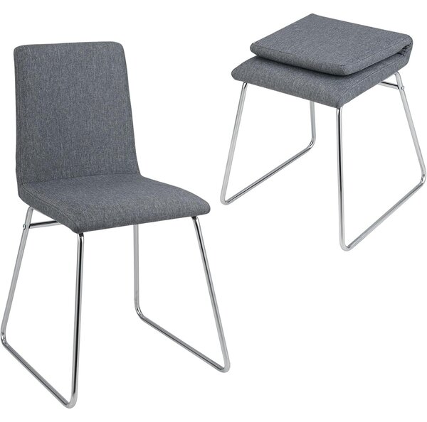 Costway Set di 2/4 sedie da pranzo moderne, Sedia imbottita con schienale pieghevole e struttura in metallo