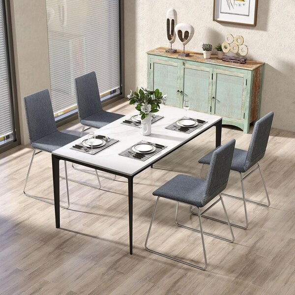 Costway Set di 2/4 sedie da pranzo moderne, Sedia imbottita con schienale pieghevole e struttura in metallo