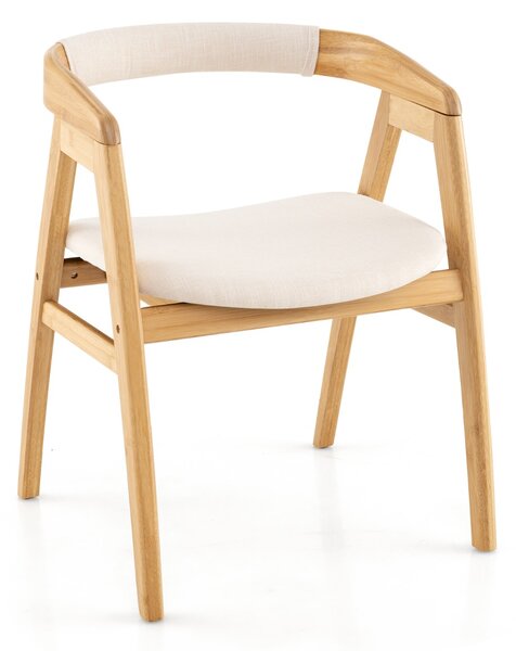 Costway Poltrona in bambù poltrona moderna con schienale curvato e cuscino per seduta, Sedia boho imbottita per soggiorno Naturale