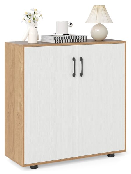 Costway Armadio a 2 porte con ripiano regolabile a 5 posizioni, Armadio d’accento moderno per cucina Naturale
