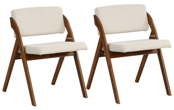 Costway Set 2 sedie da pranzo pieghevoli con gambe in legno di gomma sedile e schienale imbottiti, Sedie da cucina Marrone