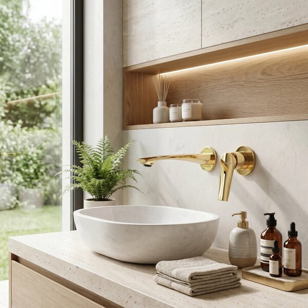 Miscelatore lavabo da incasso REA VISION Gold + BOX