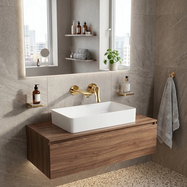 Miscelatore lavabo da incasso REA VISION Gold + BOX