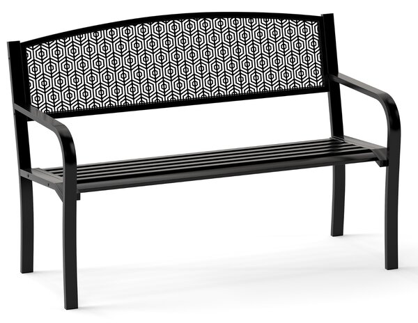 Costway Panca metallica da esterno in stile parco per giardino per 2-3 persone, Panca metallica da patio da 128 cm Nero