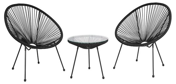 Set di mobili da giardino per balcone e terrazzo, Baby Mix, colore nero