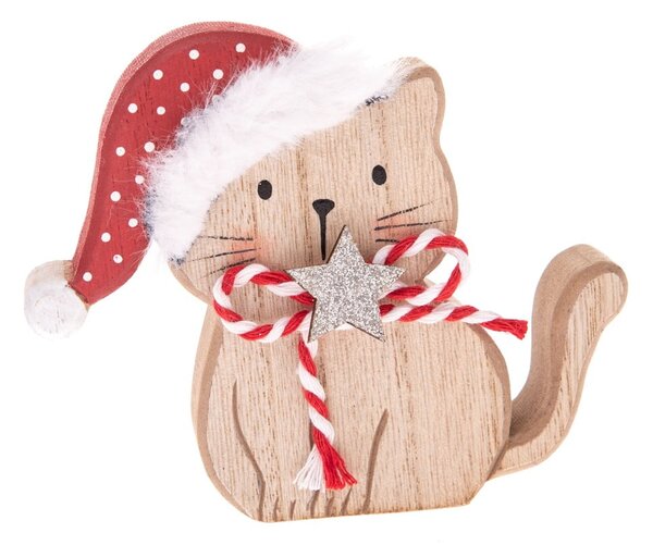 Statuetta natalizia in legno (altezza totale 10 cm) Cat – Dakls
