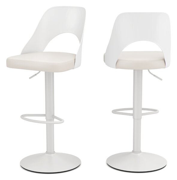 Costway Sedie da bar moderne girevoli regolabili per cucina bistrot, Set di 2 sgabelli da bar con seduta in ecopelle ingrandita Bianco