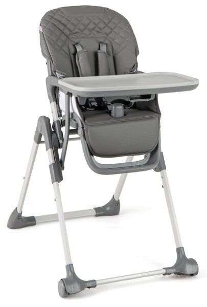 Costway Seggiolone pieghevole per bambini con vassoio staccabile, Seggiolone portatile regolabile con poggiapiedi Grigio