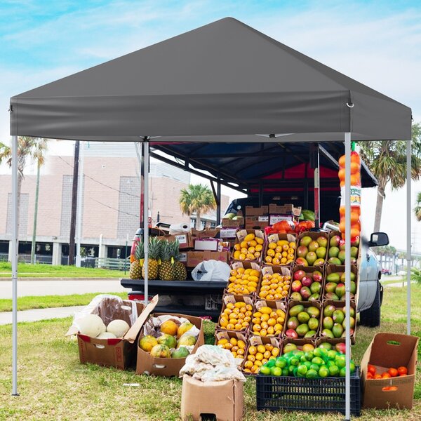 Costway Tendone pop-up da esterno con altezze regolabili e borsa da trasporto, Tenda portatile per spiaggia e giardino Grigio