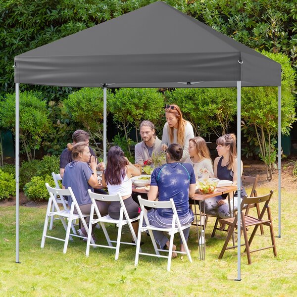 Costway Tendone pop-up da esterno con altezze regolabili e borsa da trasporto, Tenda portatile per spiaggia e giardino Grigio
