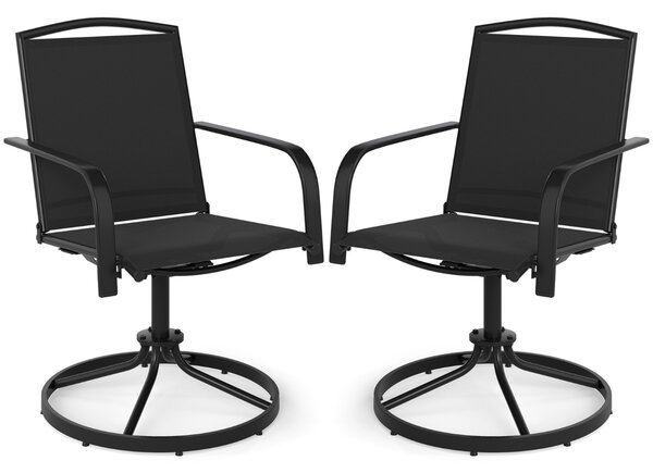 Costway Poltrone a dondolo con schienale alto e base rotonda in metallo, Sedie da patio girevoli set di 2 Nero
