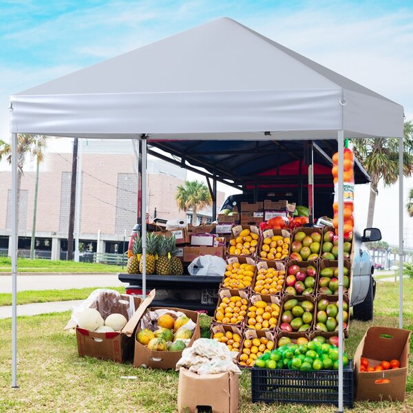 Costway Tendone pop-up da esterno con altezze regolabili e borsa da trasporto, Tenda portatile per spiaggia e giardino Bianco