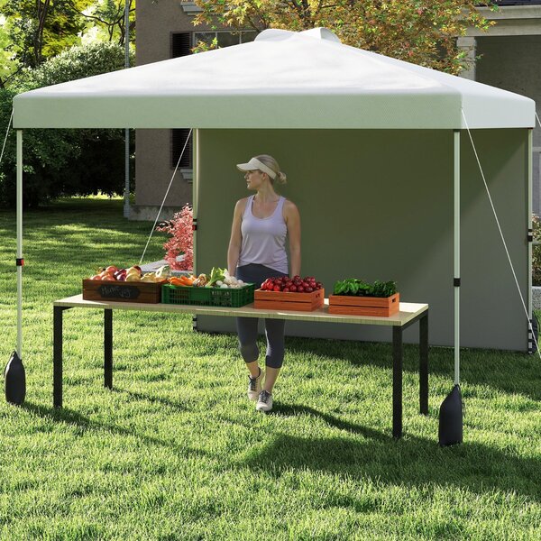 Costway Rifugio da patio pieghevole per eventi commerciali, Tenda a cielo apribile 3 x 3 M con borsa con ruote Bianco
