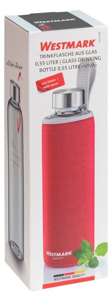 Bottiglia rossa da viaggio in vetro e silicone 550 ml Viva - Westmark