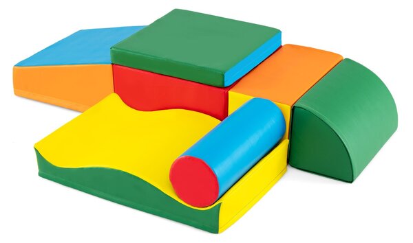 Costway Set di 7 pezzi di blocchi di schiuma morbida per giocare e arrampicarsi, Blocchi giganti in schiuma Multicolore