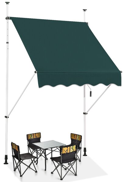 Costway Tenda a molla larga 150 cm senza forare da balcone resistente ai raggi UV, Tenda regolabile in altezza Verde