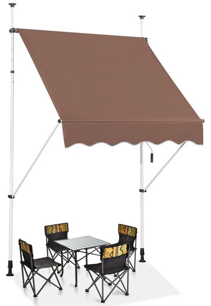 Costway Tenda a molla da 150 cm di larghezza senza forare da balcone resistente ai raggi UV, Tenda regolabile in altezza Marrone