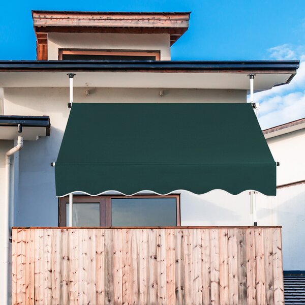 Costway Tenda a molla larga 150 cm senza forare da balcone resistente ai raggi UV, Tenda regolabile in altezza Verde