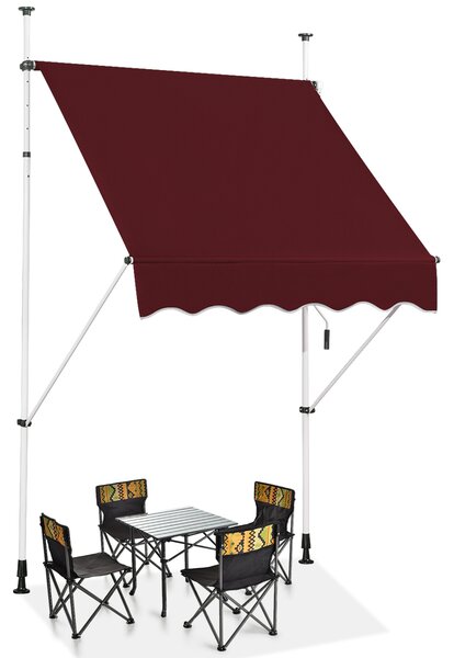 Costway Tenda a molla larga 150 cm senza forare da balcone resistente ai raggi UV, Tenda regolabile in altezza Rosso