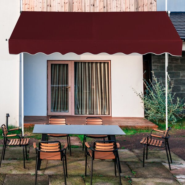 Costway Tenda a bracci da 250 cm di larghezza senza forare, Tenda da balcone resistente ai raggi UV Rosso