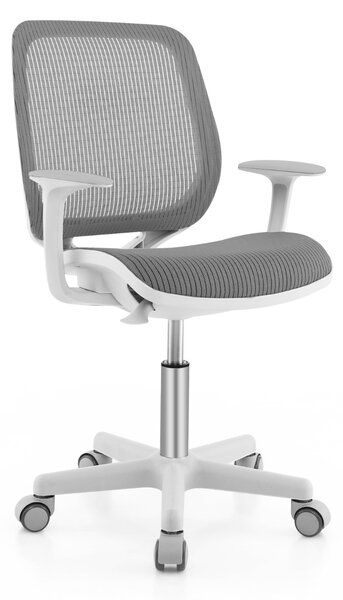Costway Sedia girevole per bambini regolabile in altezza con freno di seduta, Sedia da scrivania ergonomica Grigio
