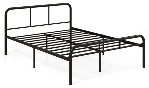Costway Letto piattaforma in metallo moderno con testiera e pedier facile da montare, Struttura per letto matrimoniale Nero