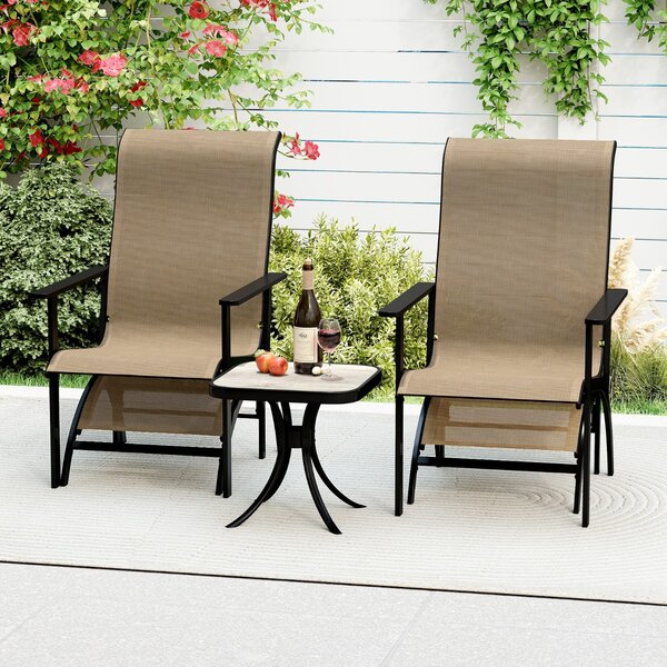 Costway Set da 5 pezzi di sedie adirondack con poggiapiedi e tavolino laterale per esterno, Set di mobili da conversazione per patio Caffè