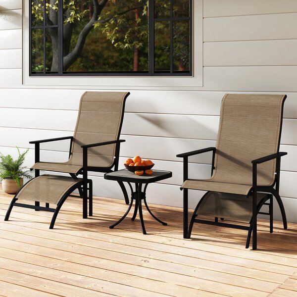 Costway Set da 5 pezzi di sedie adirondack con poggiapiedi e tavolino laterale per esterno, Set di mobili da conversazione per patio Caffè