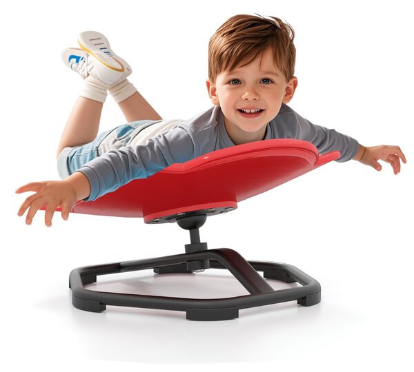 Costway Sedia girevole a 360° con aspetto elefante e base in metallo antiscivolo, Sedia sensoriale per bambini e l'equilibrio Rosso