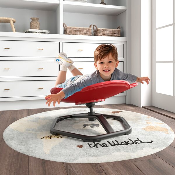 Costway Sedia girevole a 360° con aspetto elefante e base in metallo antiscivolo, Sedia sensoriale per bambini e l'equilibrio Rosso