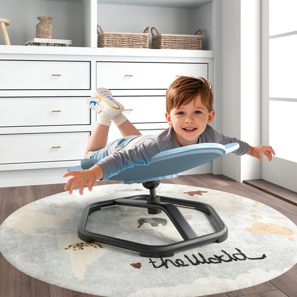 Costway Sedia girevole a 360° con aspetto elefante e base in metallo antiscivolo, Sedia sensoriale per bambini e l'equilibrio Blu chiaro