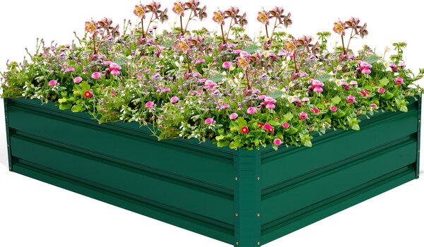 Costway Telaio per letto da giardino in metallo da esterno per fiori piante e verdure, Letto da giardino rialzato in acciaio Verde