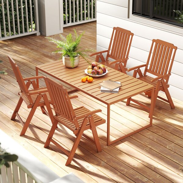 Costway Sedia da pranzo in HDPE resistente alle intemperie con braccioli per giardino, Sedia da patio pieghevole schienale curvo in plastica Marrone