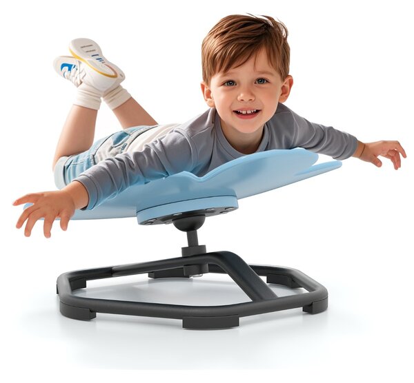 Costway Sedia girevole a 360° con aspetto fiore e base in metallo antiscivolo, Sedia sensoriale per bambini e l'equilibrio Blu chiaro