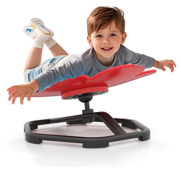 Costway Sedia girevole a 360° con aspetto fiore e base in metallo antiscivolo, Sedia sensoriale per bambini e l'equilibrio Rosso