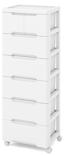 Costway Armadietto di stoccaggio su ruote con 6 cassetti, Carrello contenitore di stoccaggio per casa ufficio Bianco