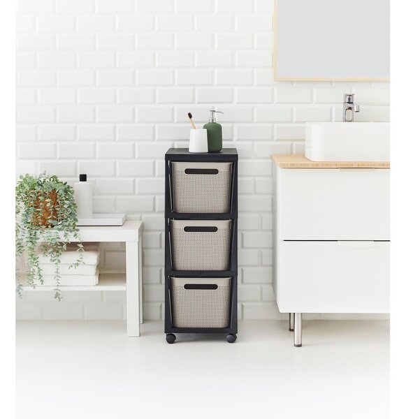 Scaffale mobile in plastica nero/beige 30x77 cm Brisen - Rotho