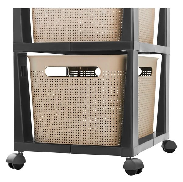 Scaffale mobile in plastica nero/beige 30x77 cm Brisen - Rotho